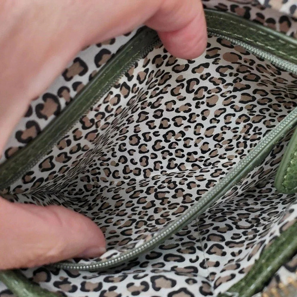 Chicos Purse Green Faux Leather Odette Crossbody Bag Studded Utilitarian Boho - Picture 13 of 16